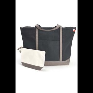 Shorebags Large Zip Top Boat Tote with Pouch Black